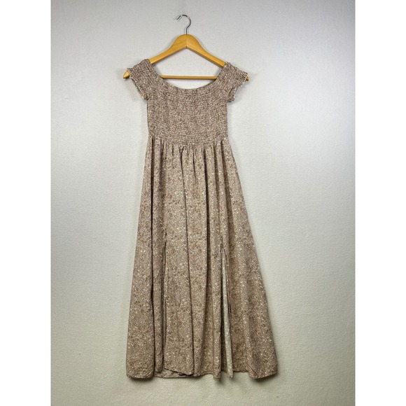 SHEIN Dresses & Skirts - SHEIN Floral Smocked Off Shoulder Maxi‎ Dress M Gauzy Boho Festival Slits